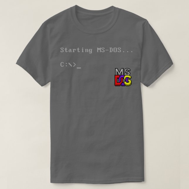 MS DOS Fråga Retro Computer Nerd Nostalgia T Shirt (Design framsida)