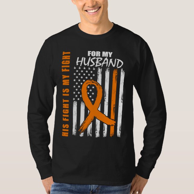 MS Family Fight Husband Multiple Sclerosis America T Shirt (Framsida)