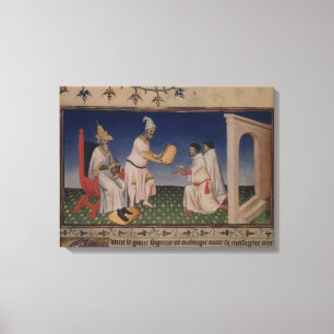 Ms Fr 2810 f.3v Kublai Khan (1214-94) som ger hans Canvastryck