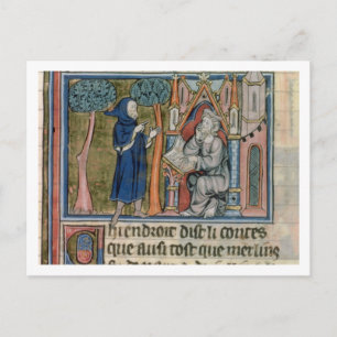 Ms Fr. 95 f.268 Merlin dikterar historien för Blai Vykort