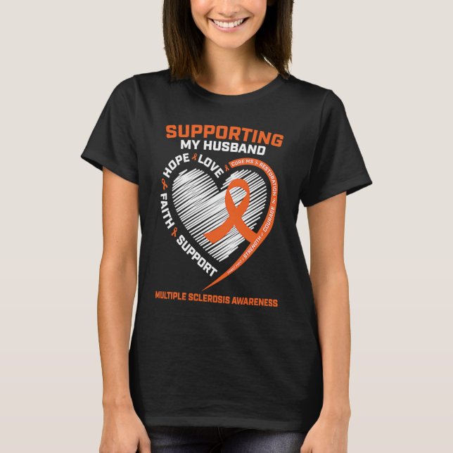 MS  Husband Multiple Sclerosis  Wife MS Awareness T Shirt (Framsida)