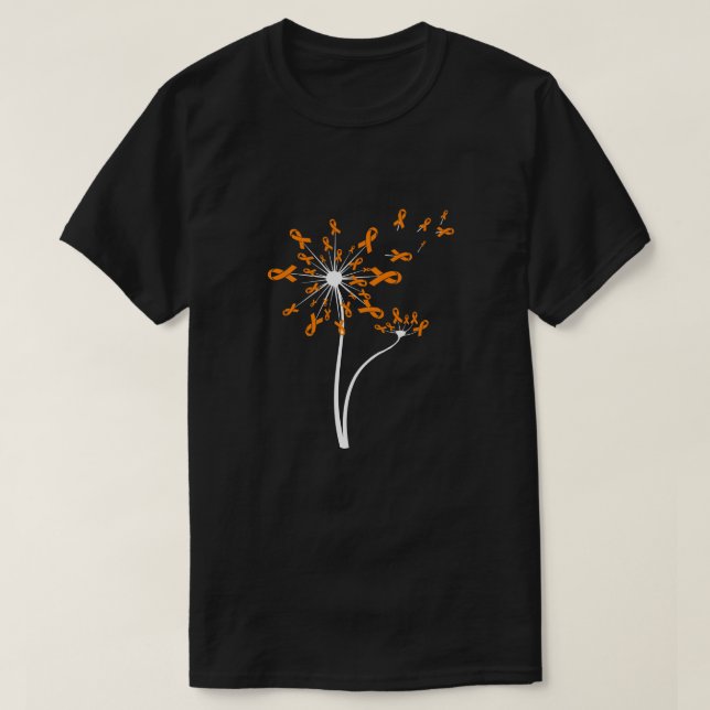 MS Leukemia Kidney Awareness Dandelion Orange Ribb T Shirt (Design framsida)