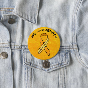 MS Många Sclerosis ORANGE Ribbon Button Knapp