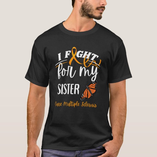 MS Multiple Sclerosis Awareness Cure MS Butterfly  T Shirt (Framsida)