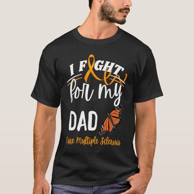 MS Multiple Sclerosis Awareness Dad Cure Monarch B T Shirt (Framsida)