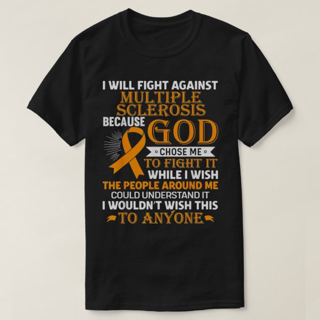 MS Multiple Sclerosis Awareness Orange Ribbon Men  T Shirt (Design framsida)