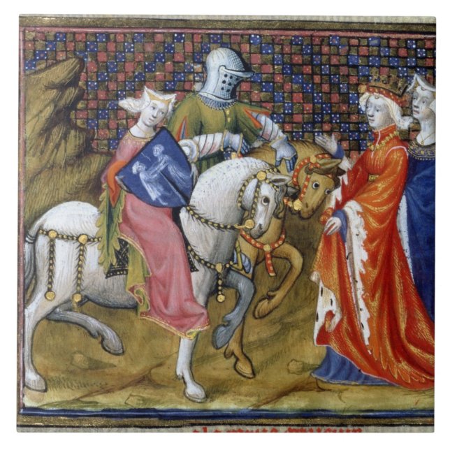Ms ram 120 damen av sjön som möter Guinevere, Kakelplatta (Framsidan)