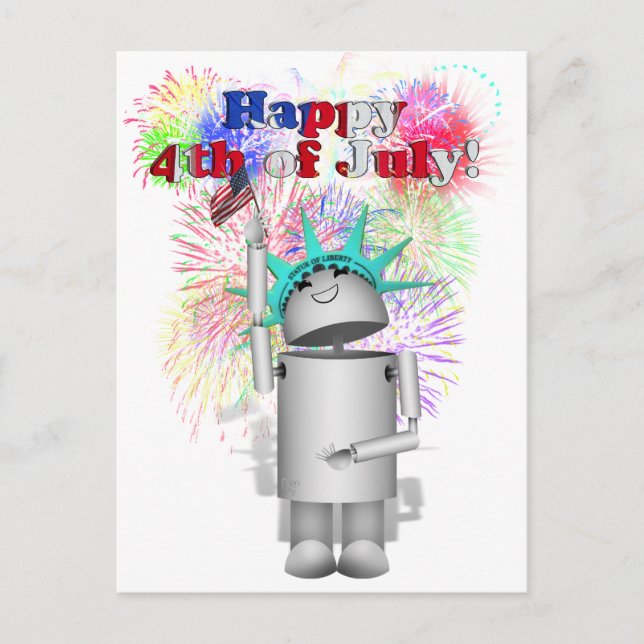 Ms Robo-x9 firar 4:e juli! Vykort (Framsida)