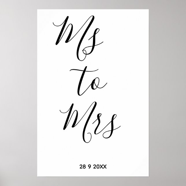 Ms till Mrs bröllopsfest Poster (Framsidan)