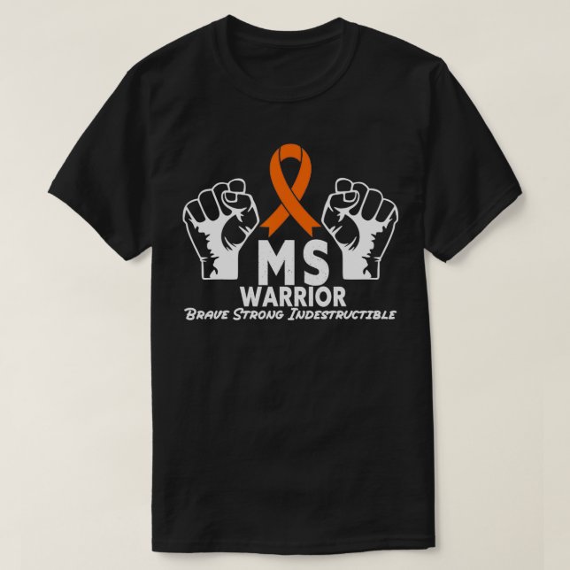 MS Warrior Indestrucsible Många Sclerosis Medveten T Shirt (Design framsida)