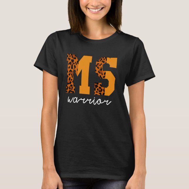 MS Warrior Leopard Skriv ut Motivational Support S T Shirt (Framsida)