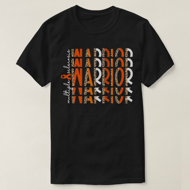 MS Warrior Många Sclerosis Awareness Orange Rib T Shirt (Design framsida)