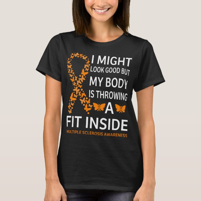 MS Warrior Pride Cure Många Sclerosis Awareness T Shirt (Framsida)