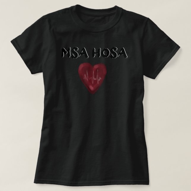 MSA HOSA - Svart text med pulsslag T Shirt (Design framsida)