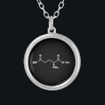 MSG Mononatriumglutamat Molecule Kemisk formel Silverpläterat Halsband<br><div class="desc">MSG Mononatriumglutamat molekylärt ~ Kemisk strukturformel Organic Compound. Globe Trotters specialiserar sig på idiosynkratiskt bildmaterial från hela världen. Här hittar du unika hälsningskort,  vykort,  Poster,  Mousepads med mera.</div>