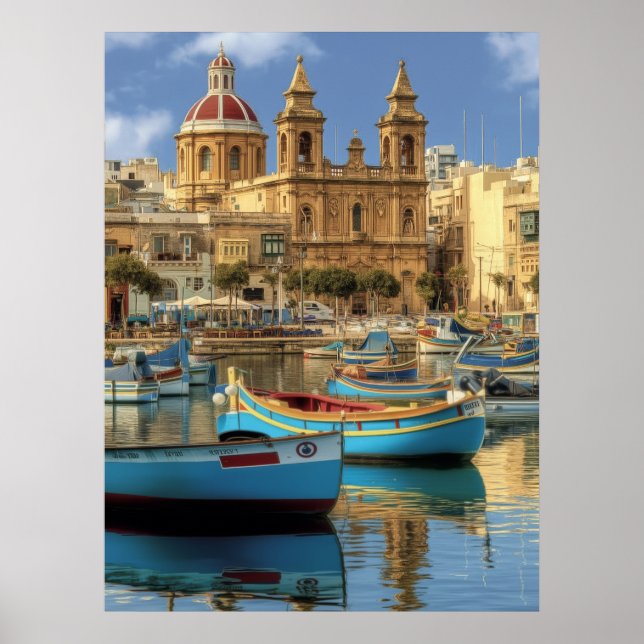Msida Malta Travel Poster (Framsidan)