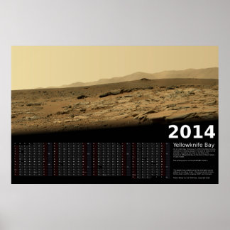 MSL Curiosity vid Yellowknife Bay - 2014 kalender Poster