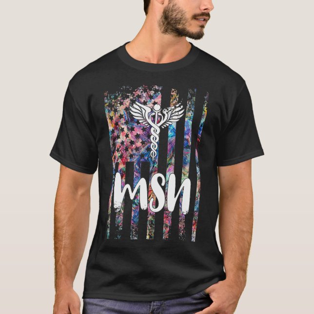 MSN American Flagga Master of Science in Nursing S T Shirt (Framsida)