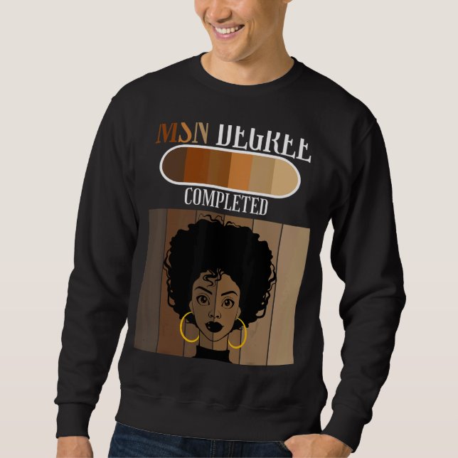 MSN Nurse Degree Alumni Student Black Afro Lång Ärmad Tröja (Framsida)