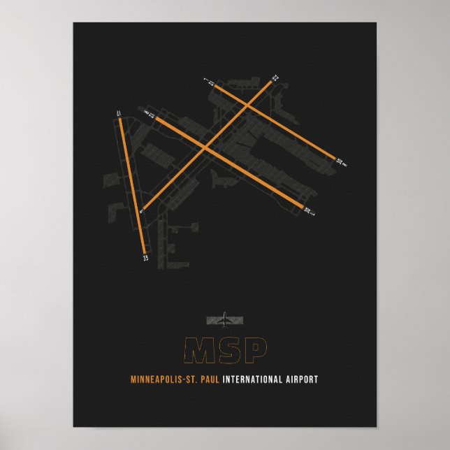 MSP - Minneapolis-St. Paul Airport Runway Diagram Poster (Framsidan)