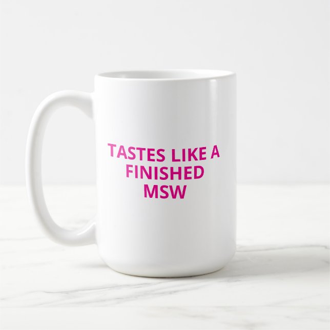 MSW-examenspresent söt present, Master i socialt a Kaffemugg (Vänster)