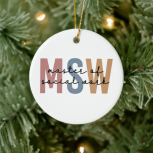 MSW Master of Social Work Retro Studenten Julgransprydnad Keramik