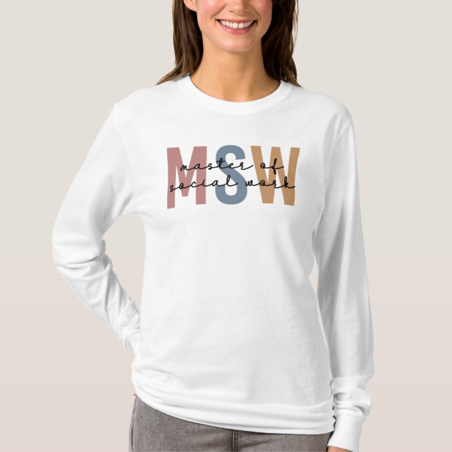 MSW Master of Social Work Retro Studenten T Shirt (Framsida)