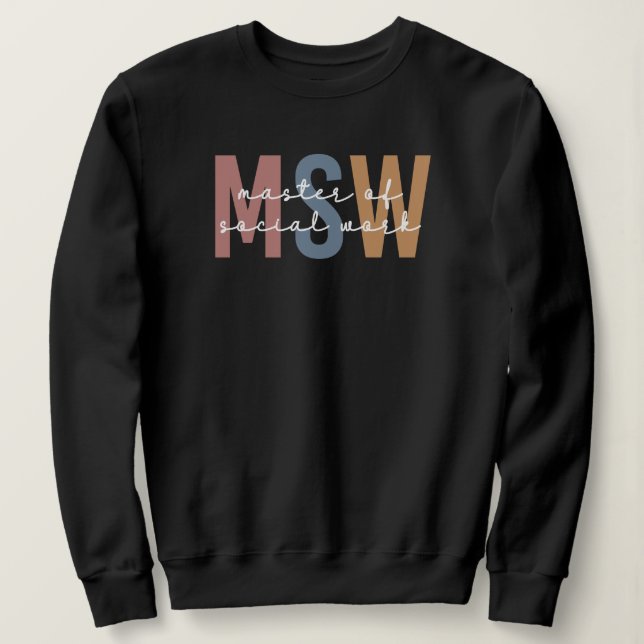 MSW Master of Social Work Retro Studenten T Shirt (Design framsida)
