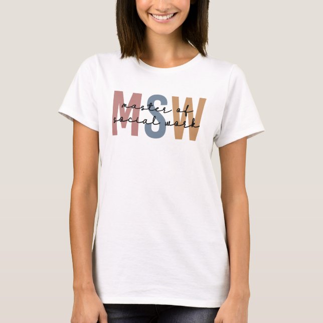MSW Master of Social Work Retro Studenten T Shirt (Framsida)