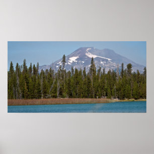 Mt Bachelor från Little Lava Sjö, Oregon Poster