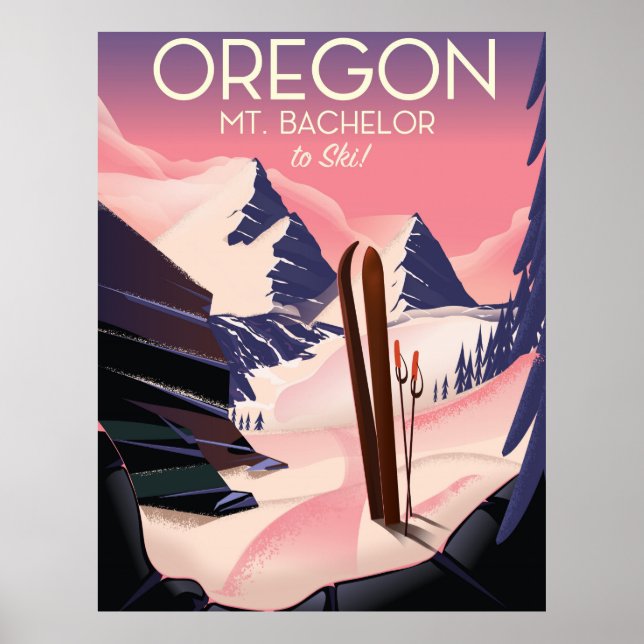 Mt.Bachelor Oregon Ski-reseaffisch Poster (Framsidan)