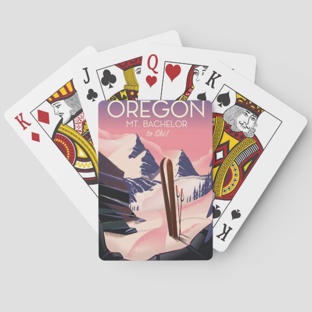 Mt.Bachelor Oregon skid resa affisch Casinokort (Baksidan)