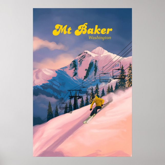 Mt Baker Skidområde Reseskylt Poster (Framsidan)