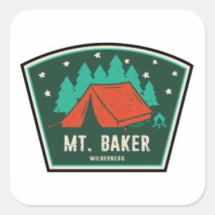 Mt. Baker Wilderness Washington Camping Fyrkantigt Klistermärke