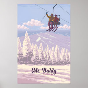 Mt Baldy California Skidort Reseskylt Poster