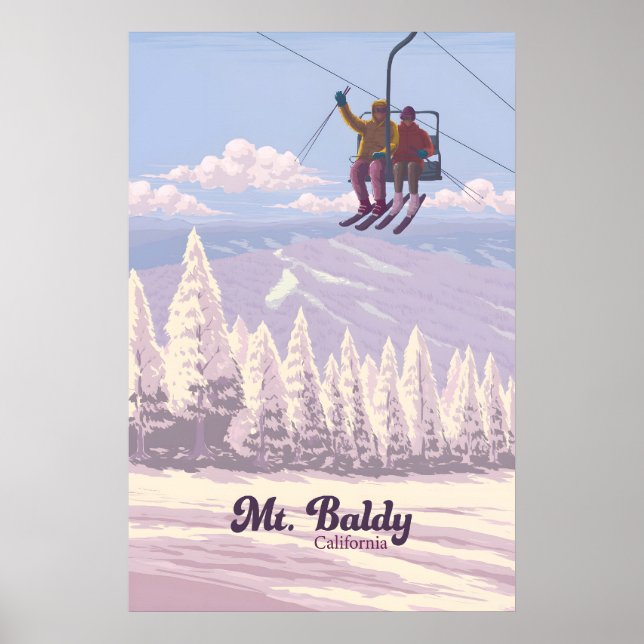 Mt Baldy California Skidort Reseskylt Poster (Framsidan)