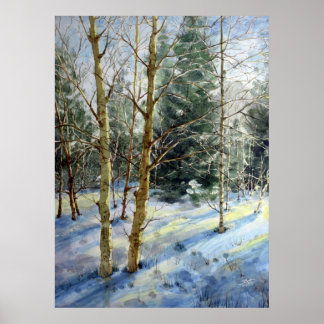 Mt Charleston träd i snö Poster