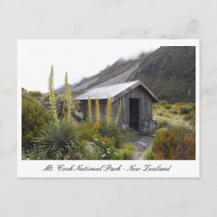Mt. Cook National Park, Hut & Nature, Nya Zeeland Vykort