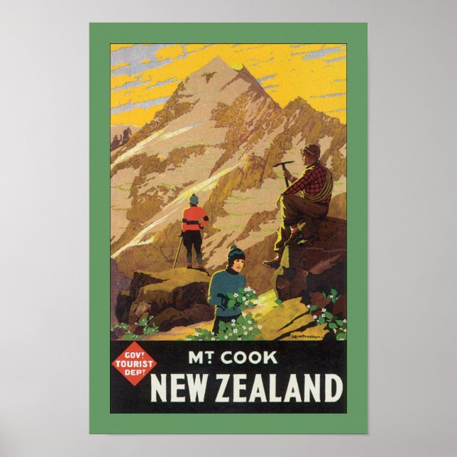 Mt Cook Nya Zeeland (gräns) Poster (Framsidan)