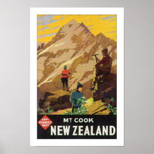 Mt Cook Nya Zeeland (vit) Poster
