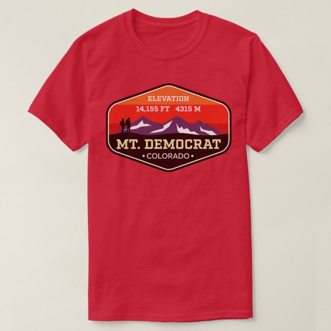 Mt Democrat Colorado 14 ers bergsstigning Badge T Shirt (Design framsida)