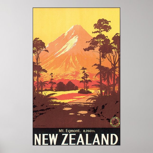Mt Egmont New Zealand Travel Poster (Framsidan)