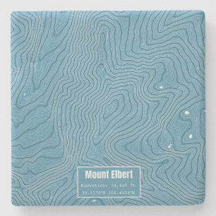 Mt Elbert Topographic Karta - Blue Stenunderlägg