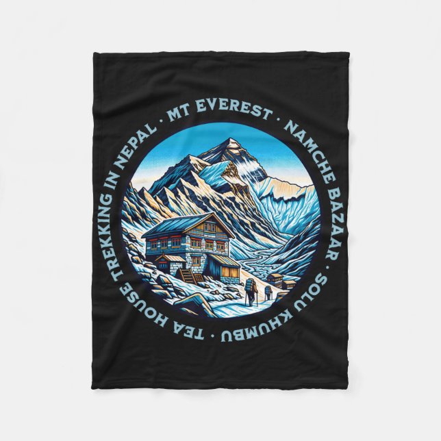 Mt Everest Namche Bazaar Tea House Vandring Nepal  Fleecefilt (Framsidan)
