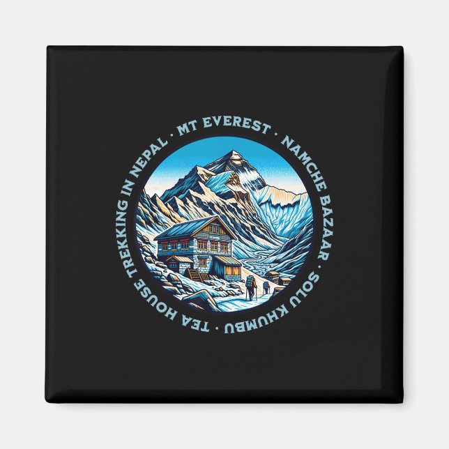 Mt Everest Namche Bazaar tehus vandring Nepal  Magnet (Framsidan)