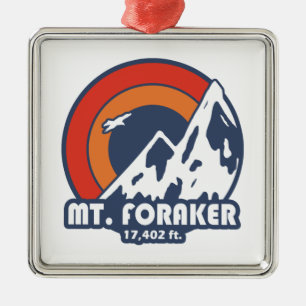 Mt. Foraker Alaska Sol Eagle Julgransprydnad Metall