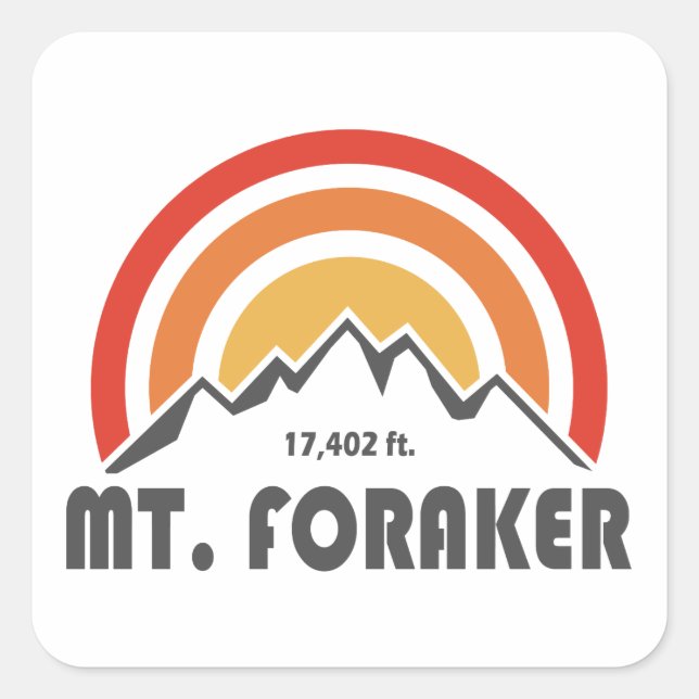Mt. Foraker Fyrkantigt Klistermärke (Framsida)