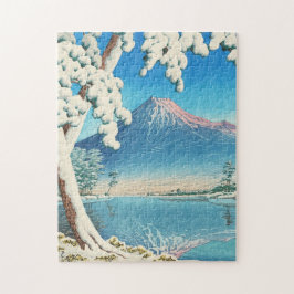 Mt Fuji efter Snö Hasui Kawase shin hanga vinter Pussel