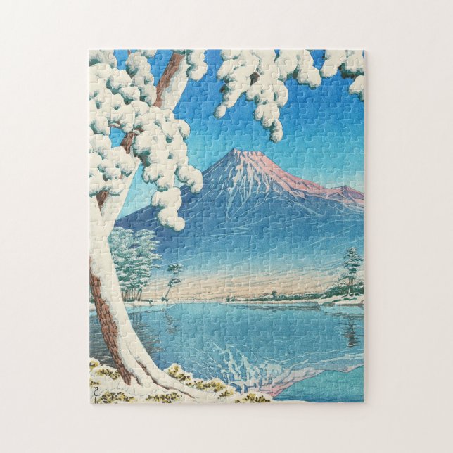 Mt Fuji efter Snö Hasui Kawase shin hanga vinter Pussel (Vertikal)