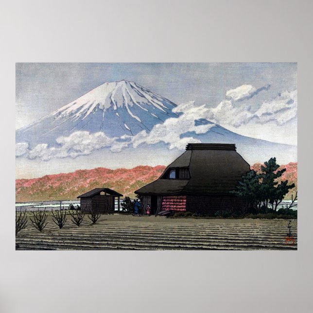 Mt. Fuji från Narusawa Kawase Hasui 1952 Poster (Framsidan)
